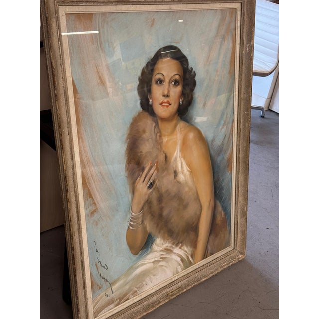 Art Deco 1938 Society Portrait of a Lady by Jean Albert Grand Cateret For Sale - Image 3 of 16