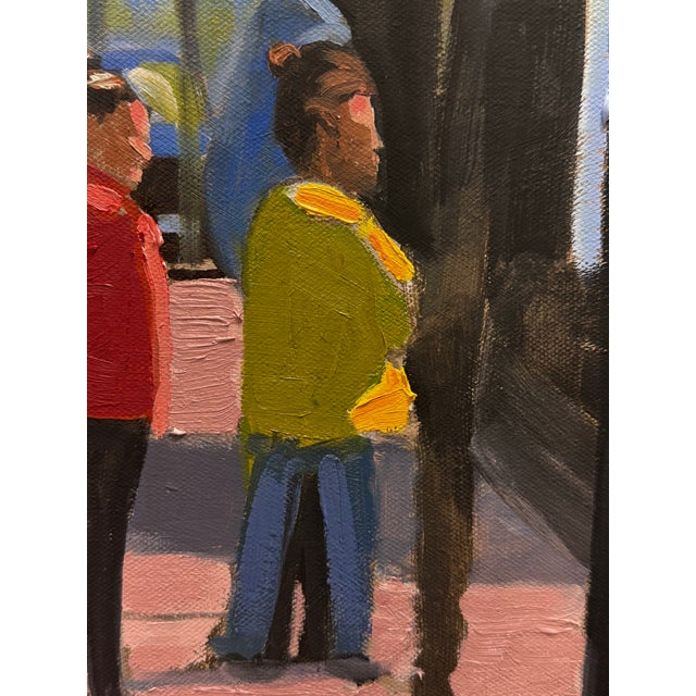 Realism Bus on the Way Expressionism Oil Painting For Sale - Image 3 of 4