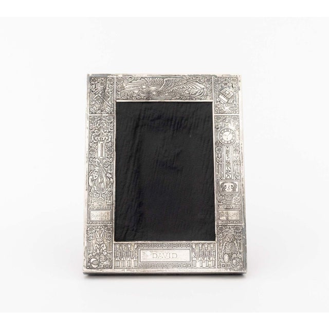 Cartier Sterling Silver Baby Announcement Picture Frame, engraved "David" and marked "Cartier / Sterling" to the bottom...