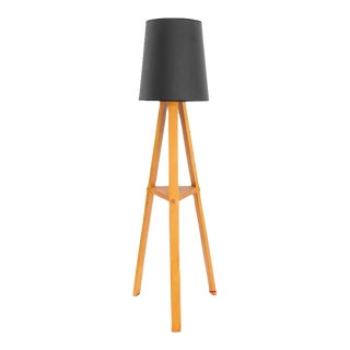 Modern Walnut Tripod Floor Lamp For Sale