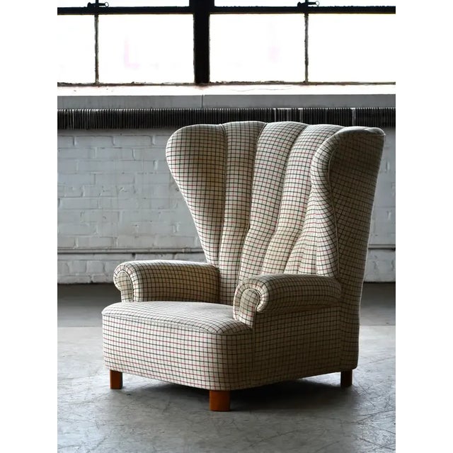 Art Deco High Back Lounge Chair With Channeled Backrest Denmark, Circa 1950 For Sale - Image 3 of 7
