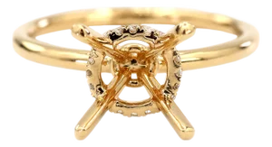 18k (750) Yellow Gold Natural Brilliant Diamond Semi Mount Ring Size 6