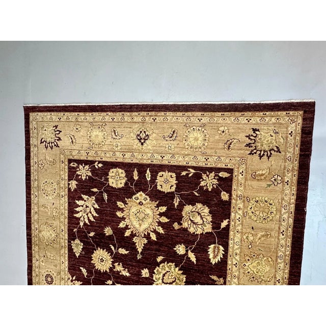 Burgundy Indian, Wool Carpet, Burgundy and Beige, 21st Century For Sale - Image 8 of 12