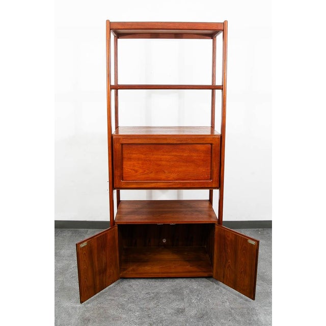 Mid Century Modern Room Divider Teak Freestanding Shelving Unit Cabinet MCM For Sale - Image 4 of 11