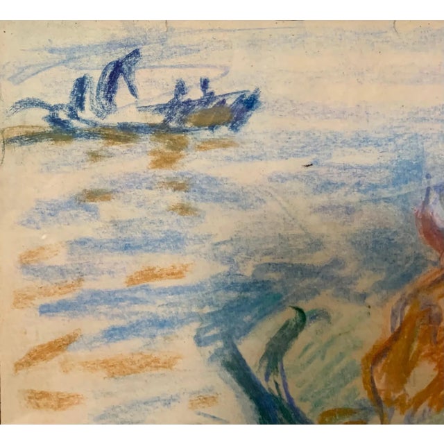 Gleb Savinov, Boat on the Lake, Pastel, 1950 For Sale - Image 4 of 6