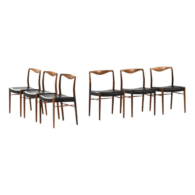 Dining Chairs attributed to Kai Lyngfeldt-Larsen for Søren Willadsen Møbelfabrik, 1960s, Set of 6 For Sale