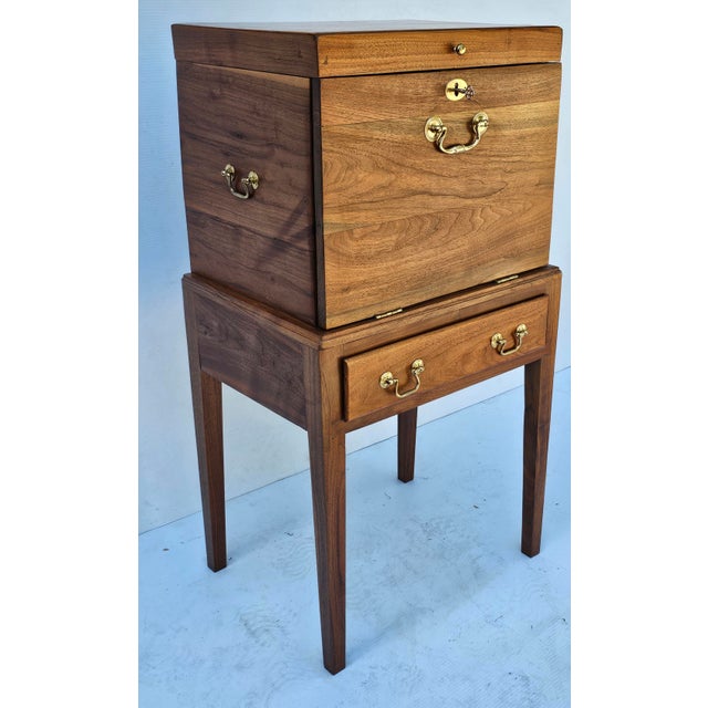 Handcrafted Federal Solid Black Walnut and Satinwood Silver Chest Handcrafted Federal Solid Black Walnut and Satinwood...