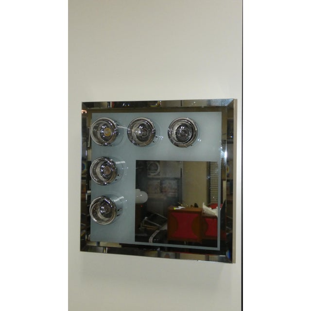 Chrome-Plated Steel Wall Lamp with Mirror and Lights, 1970s For Sale - Image 4 of 15