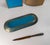 20th Century Chinese Turquoise Teal Cloisonne Enamel Desk Set For Sale - Image 14 of 15