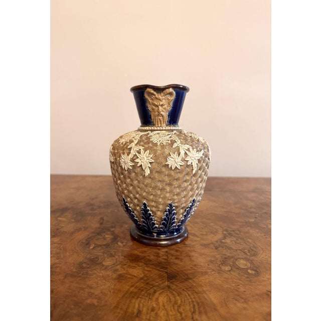 Beige Antique Dolton Lambeth Jug by Emma Shute, 1880 For Sale - Image 8 of 8