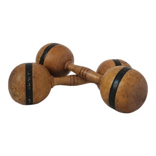 Vintage Wooden Dumbbells - a Pair For Sale