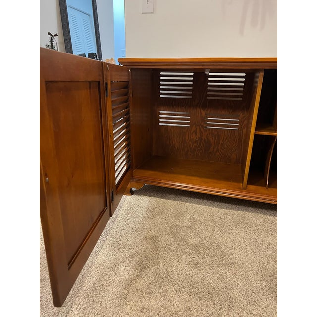 Mid-Century Modern 1950s Mid-Century Solid Pine Credenza + Matching Louvered Cabinet — Furniture Craftsmen, Grand Rapids MI For Sale - Image 3 of 12