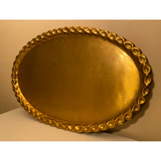 Vintage Moorish Style Large Oval Tray in 'Antique Gold" Finish