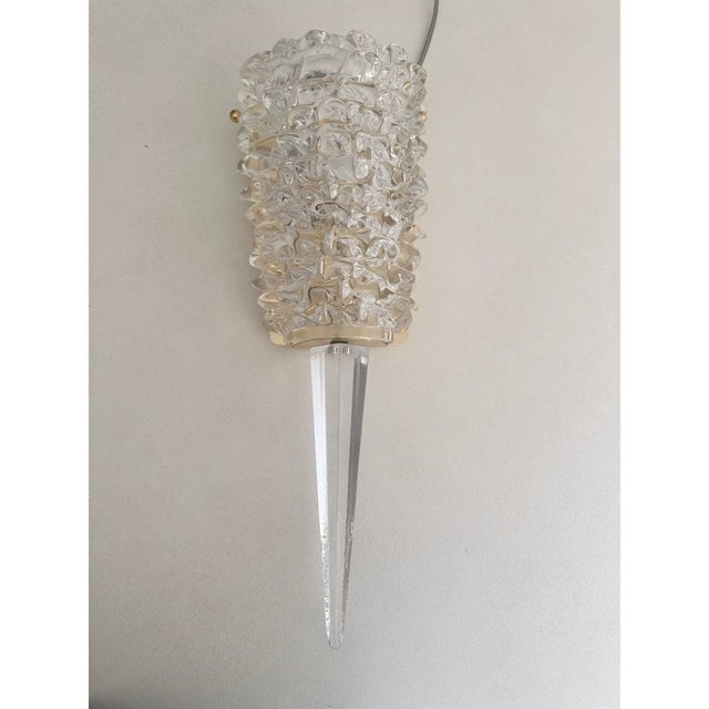 Handcrafted Clear Rostrato Murano Glass Wall Light— Lot of 4 Rostrato Wall Sconces For Sale - Image 11 of 17