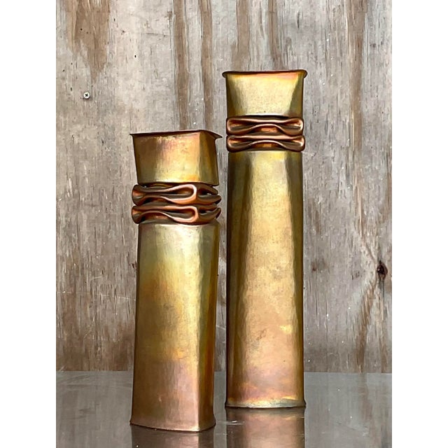 Vintage Thomas Roy Markusen Sculptural Metal Vases – Set of 2 For Sale - Image 13 of 13