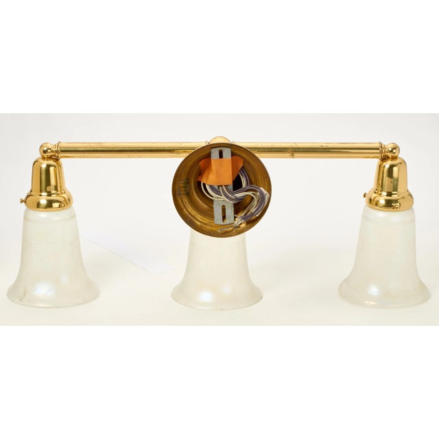 Brass Light Gallery Vintage Polished Brass Wall Sconce With Shades by Brass Light Gallery For Sale - Image 4 of 4