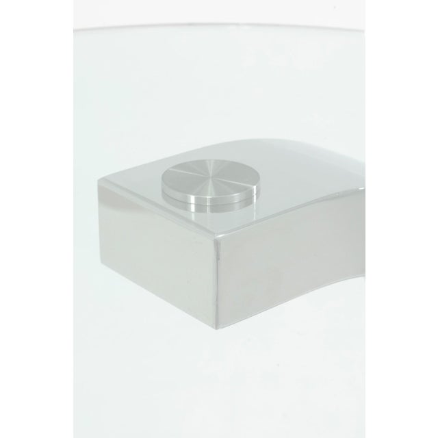 Curved Modernist Chrome and Glass Side Table For Sale In Detroit - Image 6 of 7