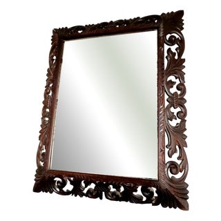 Neo-Gothic Mirror in Carved Oak, 1940 For Sale