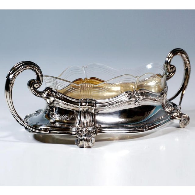 Art Nouveau Silver Jardiniere with Cut Glass Liner by Wilhelm Binder, Germany, 1900s For Sale - Image 3 of 8
