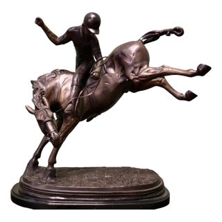 French Artist, Polo Player on Horse Back, 1930, Bronze For Sale