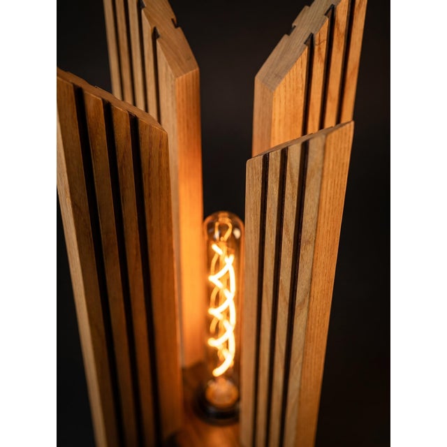 The Apex Architectural Art Deco Wood Table Lamp For Sale - Image 4 of 4