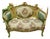 Luxury French Louis XV Loveseat With Sage Green Velvet, Floral Damask & Hand-Gilded Cherub Frame For Sale
