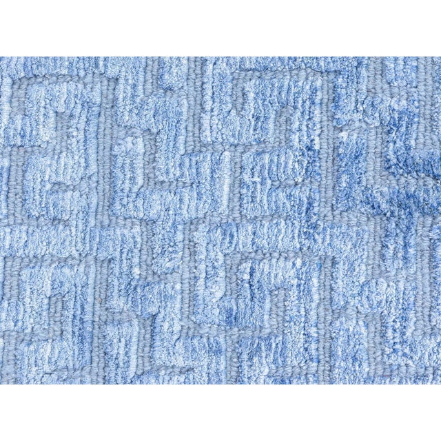 Contemporary Geometric High-low Knotted silk Fragment Rug by Doris Leslie Blau For Sale - Image 4 of 7