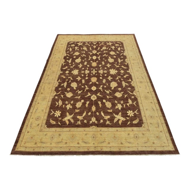Ziegler Rug 9'11'' X 13'7'' Brown Wool Traditional Hand-Knotted Oriental Carpet For Sale