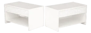Modern White Rose Motif Nightstands, Pair