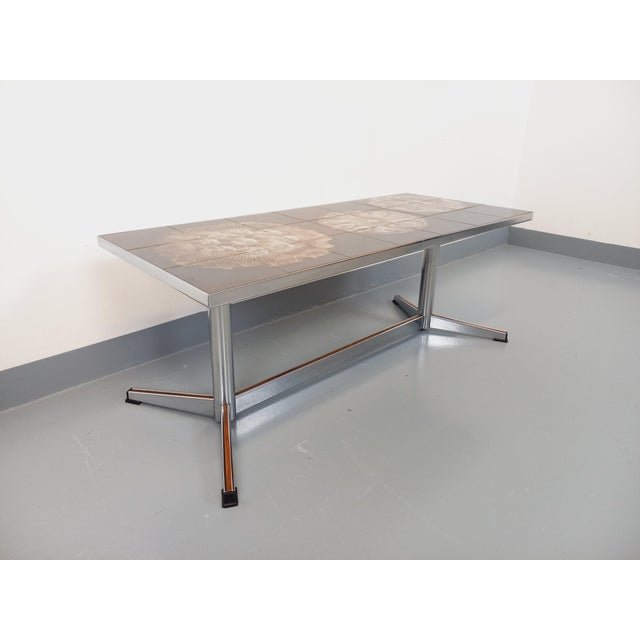 Ceramic Vintage Coffee Table in Ceramic and Chrome Metal, 1970s For Sale - Image 7 of 13