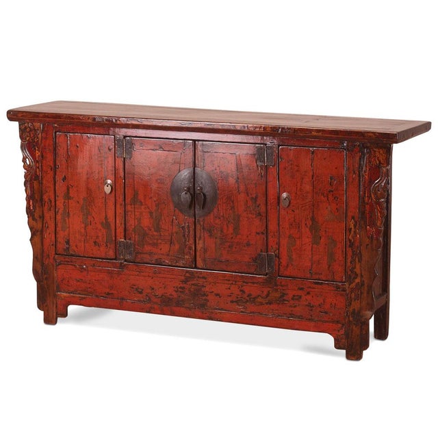 Red Red Painted Gansu Sideboard For Sale - Image 8 of 8