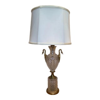 Mid 20th Century Cut Crystal Table Lamp For Sale