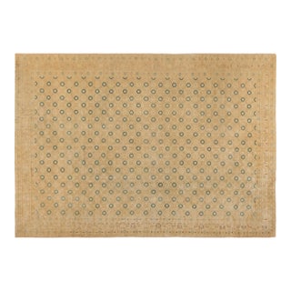 Vintage Persian Tabriz Beige Handwoven Wool Rug For Sale