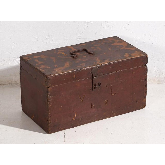 Rustic Antique Maroon Chest, 1900 For Sale - Image 3 of 14