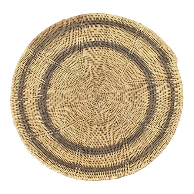 Early 20th Century Makenge Flat Wedding Basket Zambia 18.5 Inch For Sale