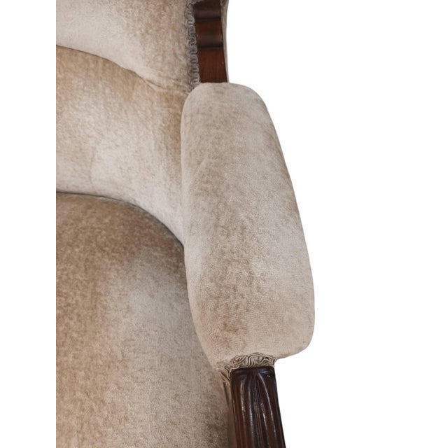 Antique Library Lounge Chair in Velour For Sale - Image 9 of 18