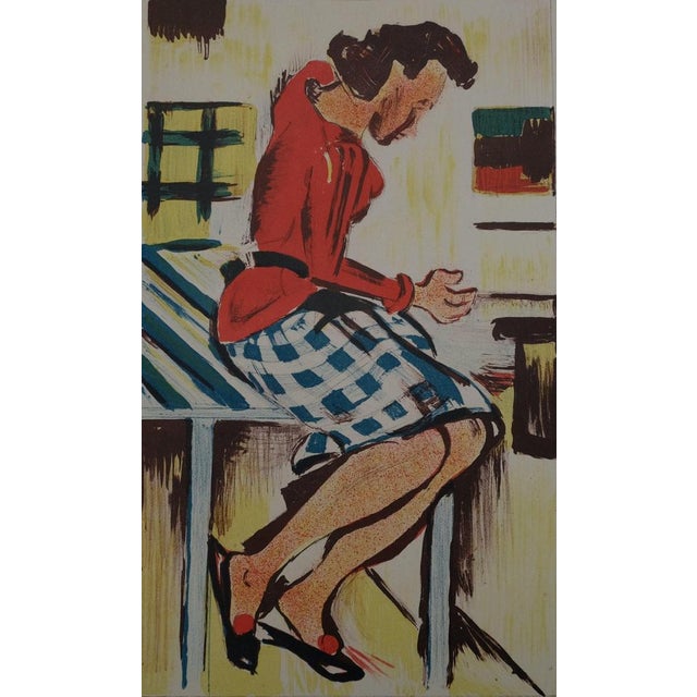 François DESNOYER (1884-1972) The Woman at the Counter Original color lithograph Signed in pencil Limited edition of 12...