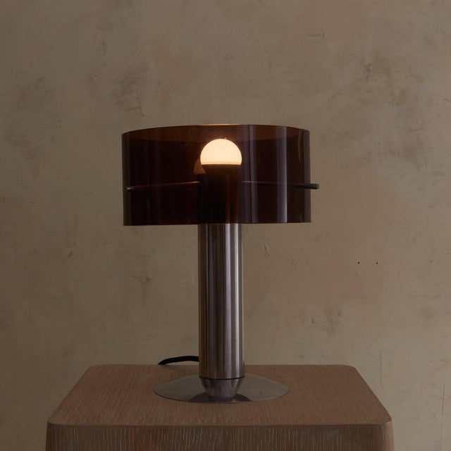 A 1972 design by Philippe Rogier for French lighting firm Oxar. Petite in scale at just 11 inches tall, this cylindrical...