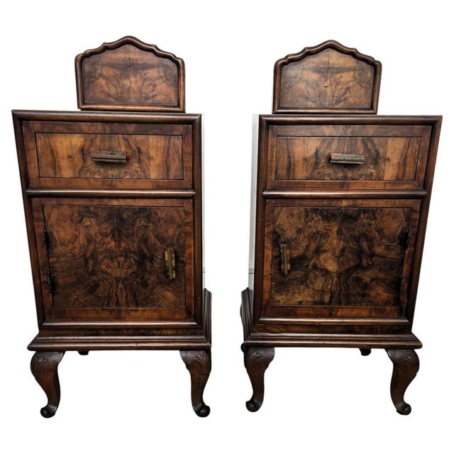 Italian Art Deco Nightstands in Burl Walnut, 1940s, Set of 2 For Sale - Image 10 of 10