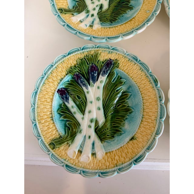 Late 19th Century Antique French Barbotine Majolica Asparagus Plates, Circa 1880–1900 - Set of Four For Sale - Image 5 of 10