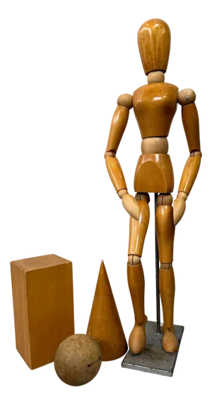 Vintage Space Figures and Anatomical Drawing Models, Set of 4