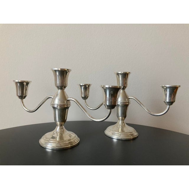 Metal Early 20th Century Towle Sterling Silver Three Arm Candelabra Candle Holders For Sale - Image 7 of 12