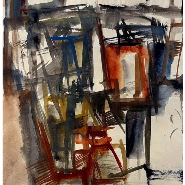 Mid 20th Century Italian Mirror Frame With Abstract Drawing on Textured Paper, Signed and Dated For Sale - Image 15 of 18