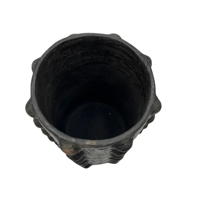 2010s Sejnane Cylindrical Clay Bumpy Vessel - Dark Large For Sale - Image 5 of 5