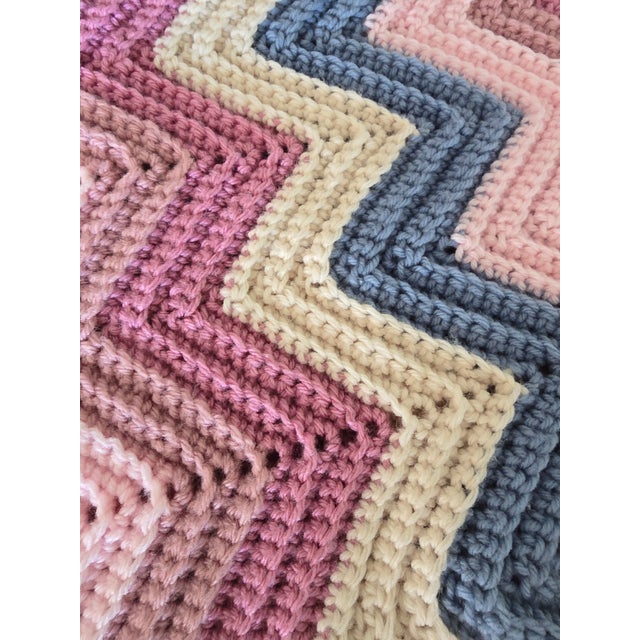 Textile Vintage Crocheted Afghan Blanket For Sale - Image 7 of 8