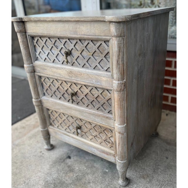 Pair of Rustic Farmhouse 3-Drawer Nightstands For Sale - Image 4 of 8