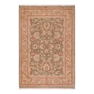 Floral 1990's Pak-Persian Green/Beige Wool Rug - 5'10'' X 9'0'' For Sale