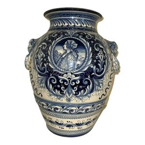 Vintage Italian Deruta Blue & White Glazed Urn Ceramiche Umbre