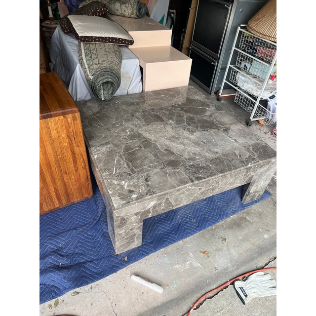 1970s Vintage Grayscale Marble Coffee Table For Sale - Image 10 of 12