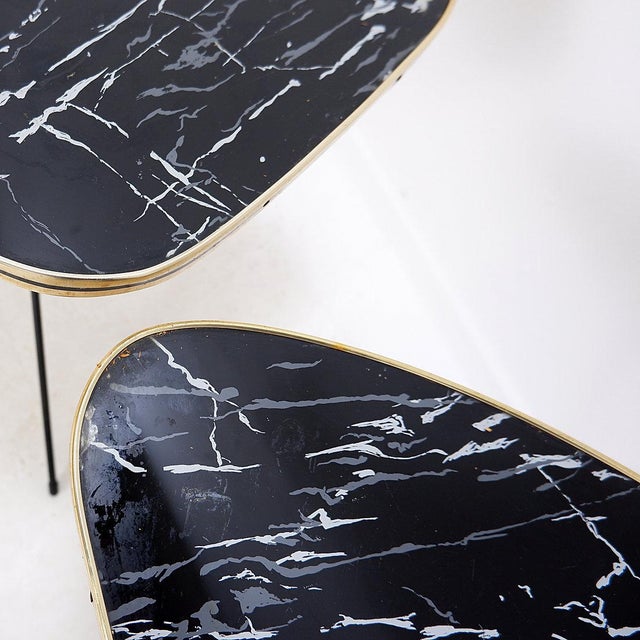 Atomic Expo Tripod Tables from Erdal, 1950s, Set of 2, in Worn conditions. Designed 1950 to 1959 This piece is attributed...